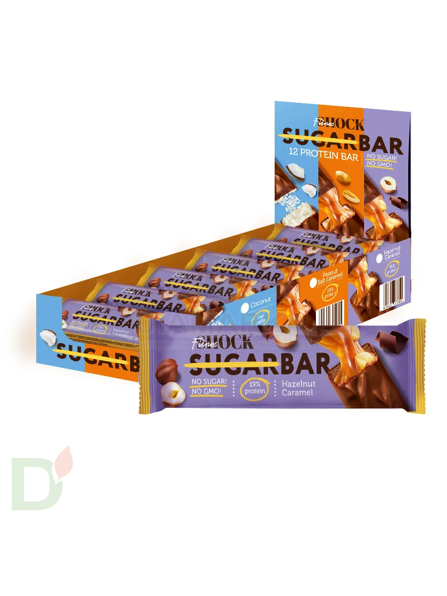 Батончик протеиновый FitnesShock Шоколадная карамель-фундук 50гр.