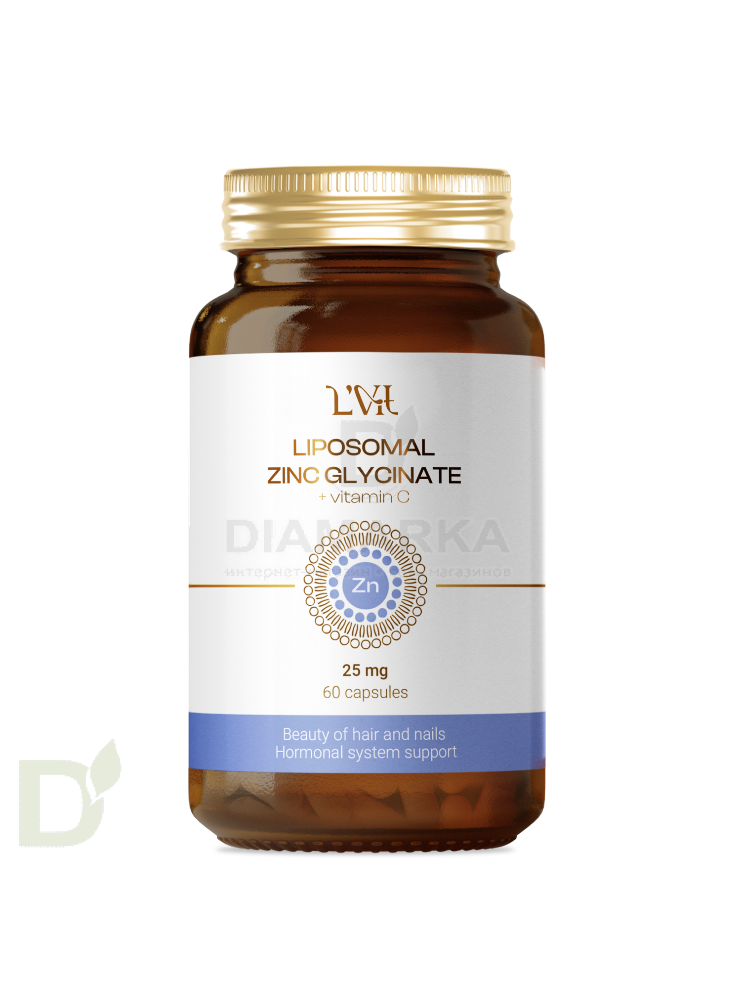 Витамины L'Vit Liposomal Zinc Glycinate + Vitamin C, 25 мг в 1 капсуле, 60 капс в интернет-магазине
