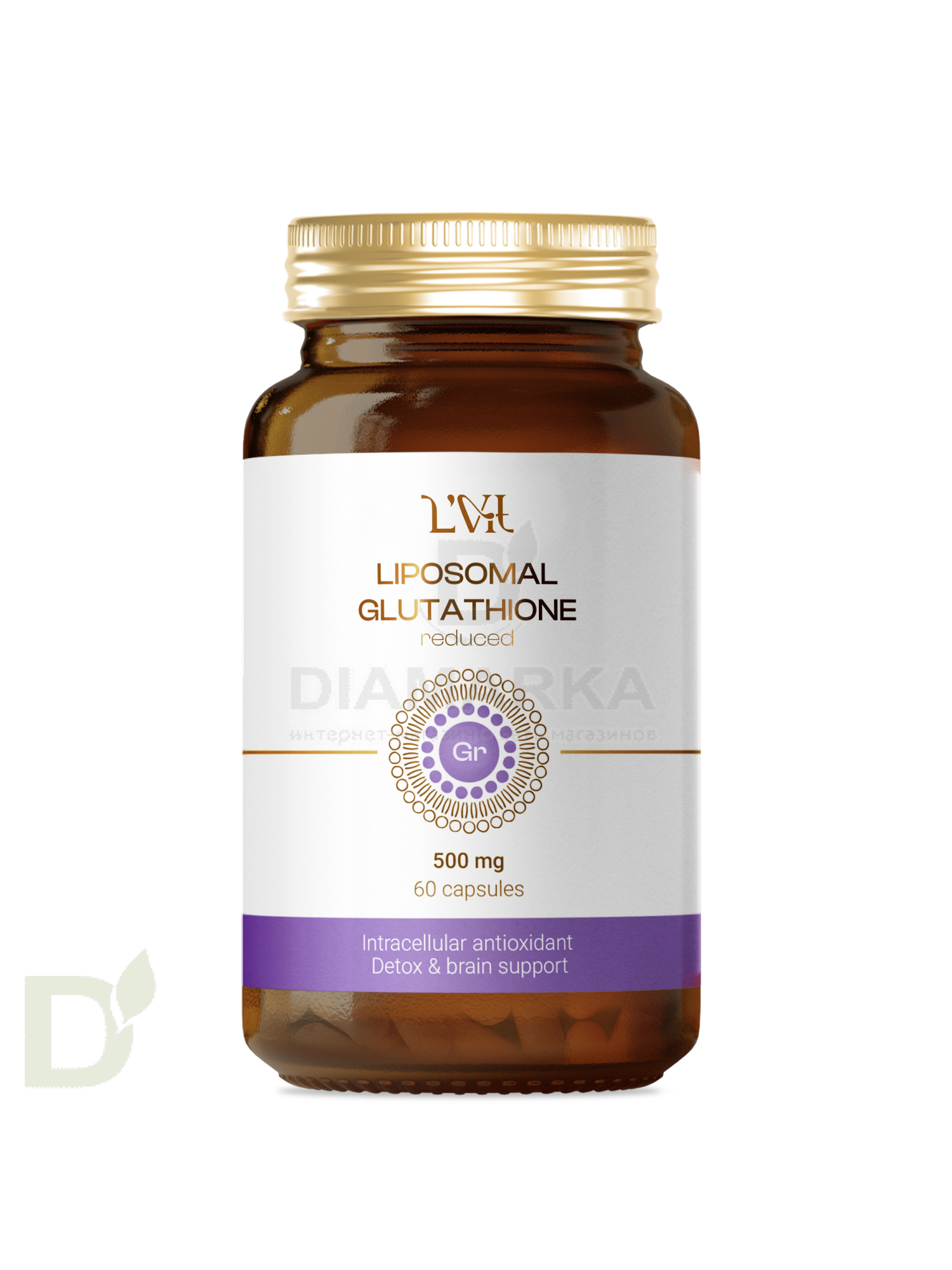 Витамины L'Vit Liposomal Glutathione/Глутатион, 200 мг в 1 капсуле, 60 капс в интернет-магазине